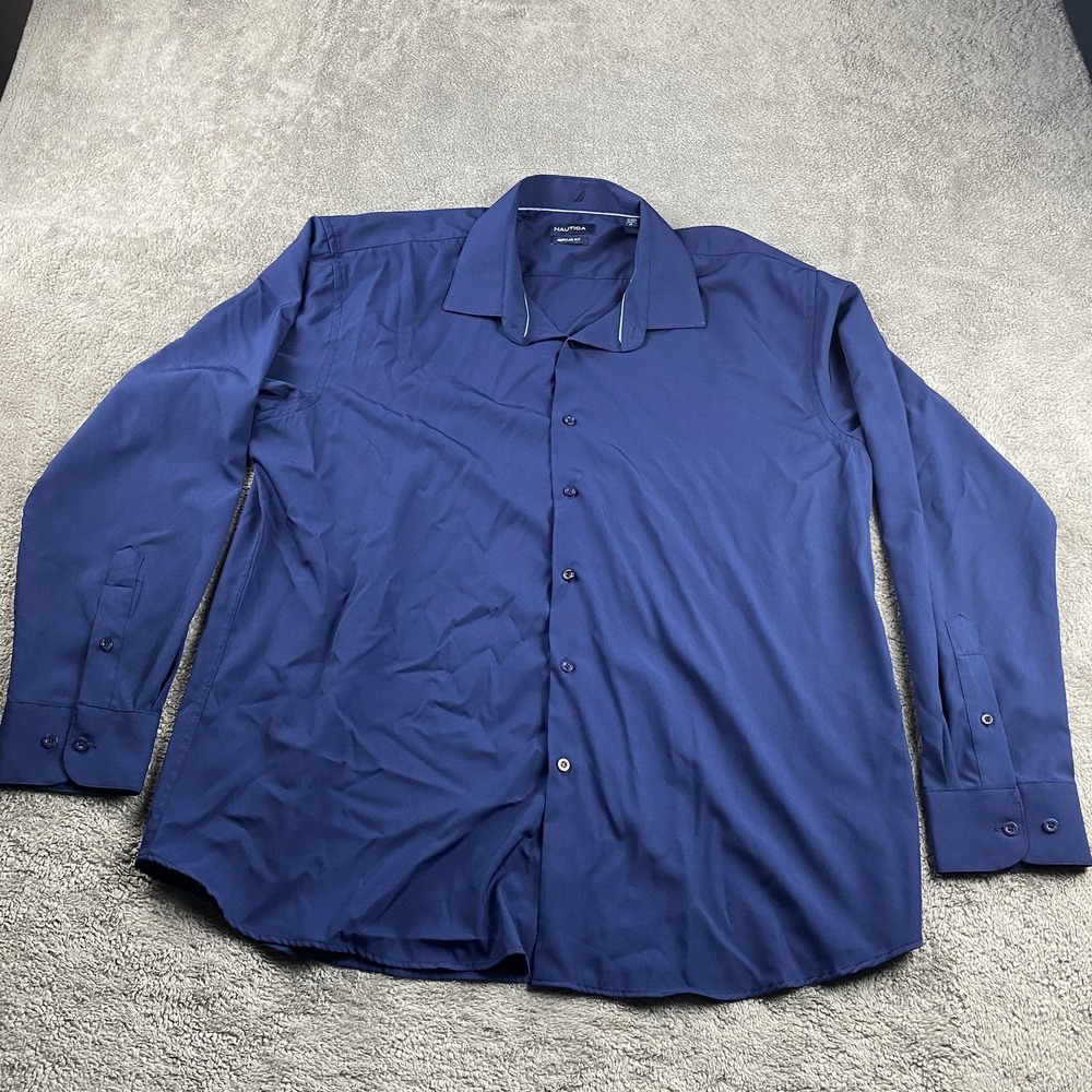 Nautica Regular‎ Fit Dress Shir Mens XL 17-17.5 34/35 Long Long Sleeve Button-Up